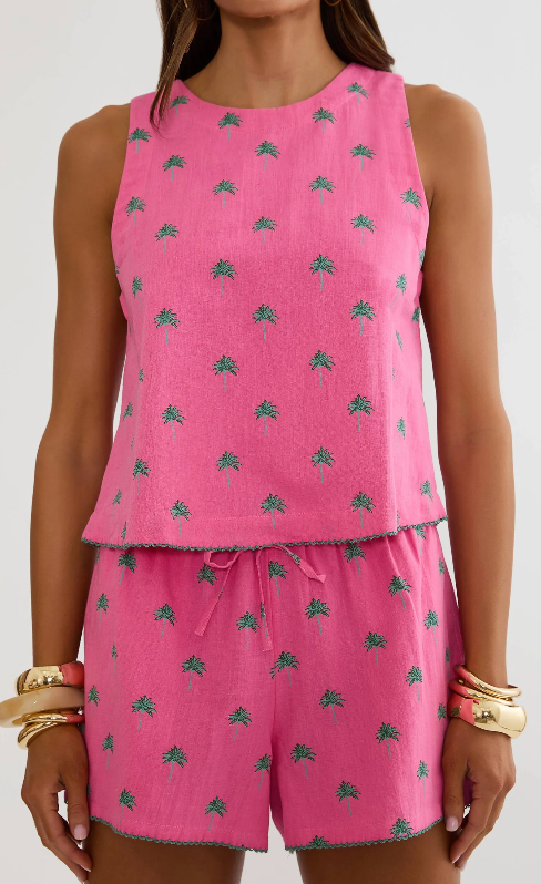 Beach Riot Dollie Sleeveless Top Flamingo Fronds