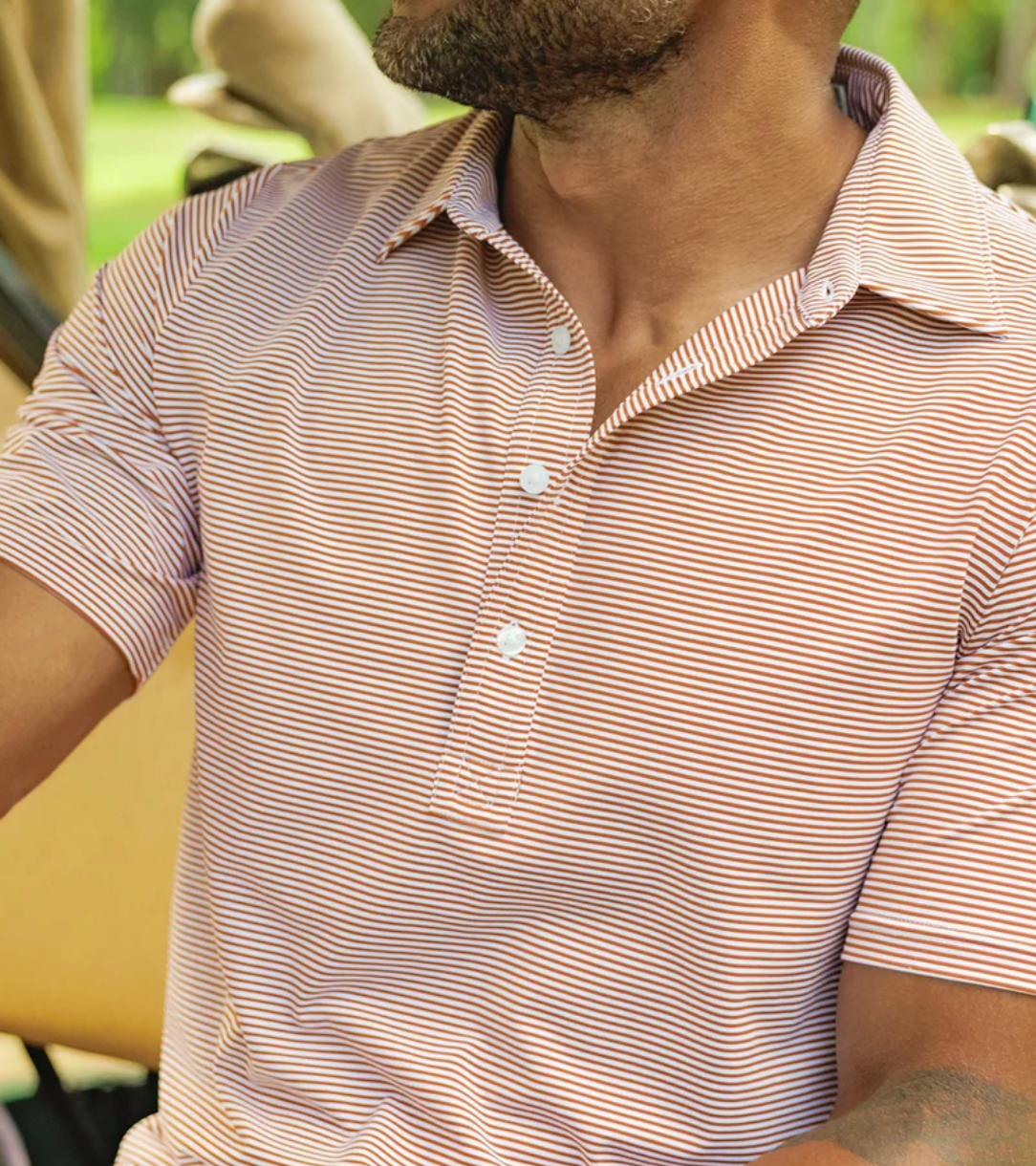 Criquet Performance Sport Range Polo Hobby Stripe - Burnt Orange
