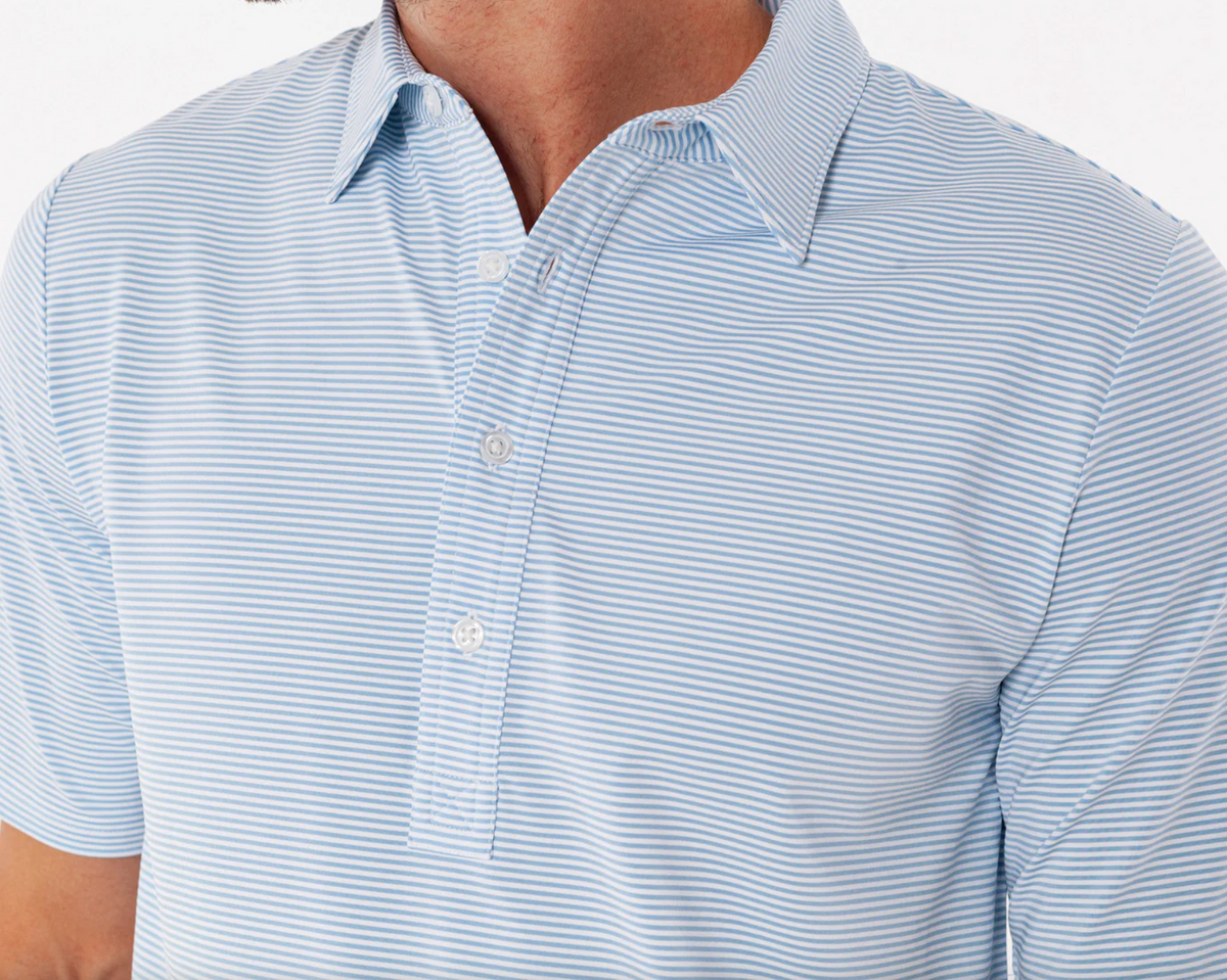 Criquet Performance Sport Range Polo Vineland Print- Light Blue
