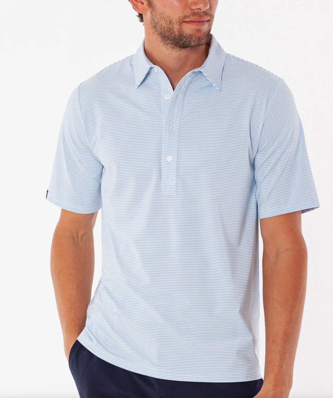 Criquet Performance Sport Range Polo Vineland Print- Light Blue