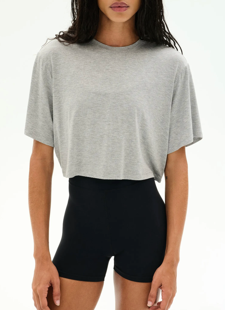 Splits 59 Djuna Oversize Crop Jersey Tee - Heather Grey