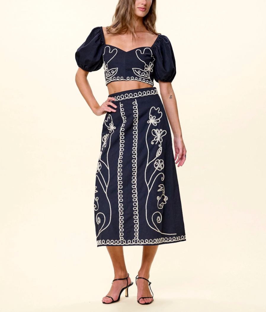 Cleobella Sorina Midi Skirt- Black