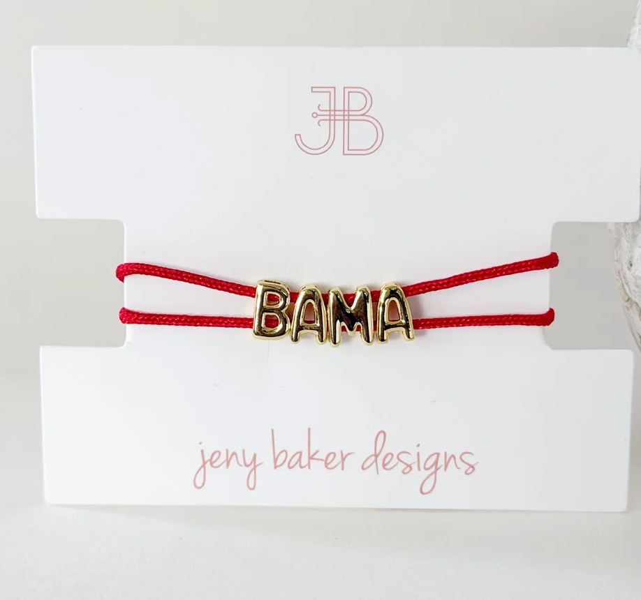 Jeny Baker Collegiate Cord Bracelet- BAMA