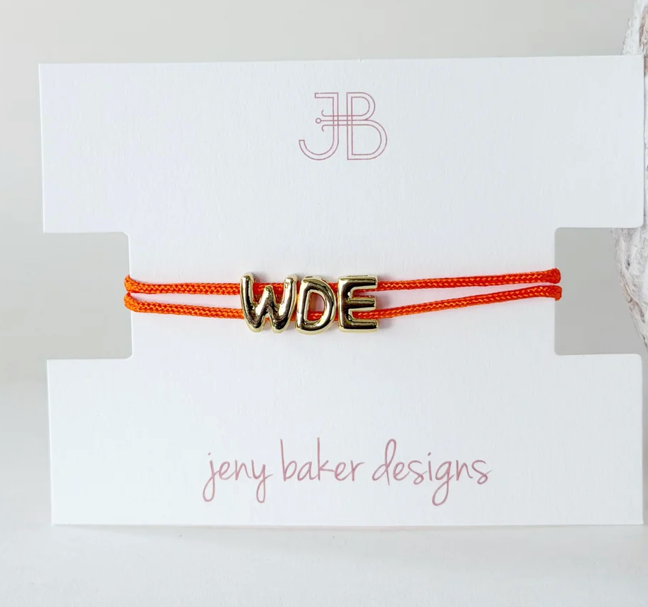 Jeny Baker Collegiate Cord Bracelet- WDE
