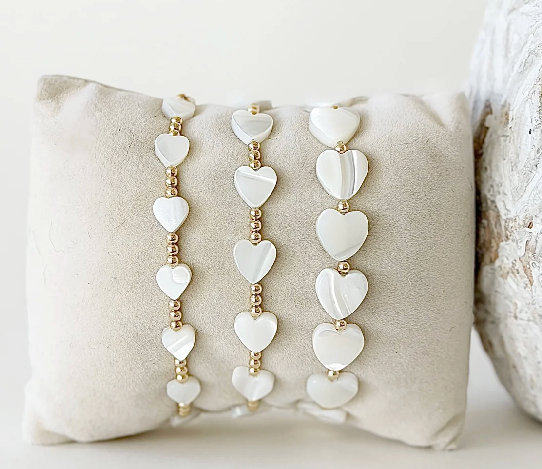 Jeny Baker Pippa Heart Bracelets- White Small Heart