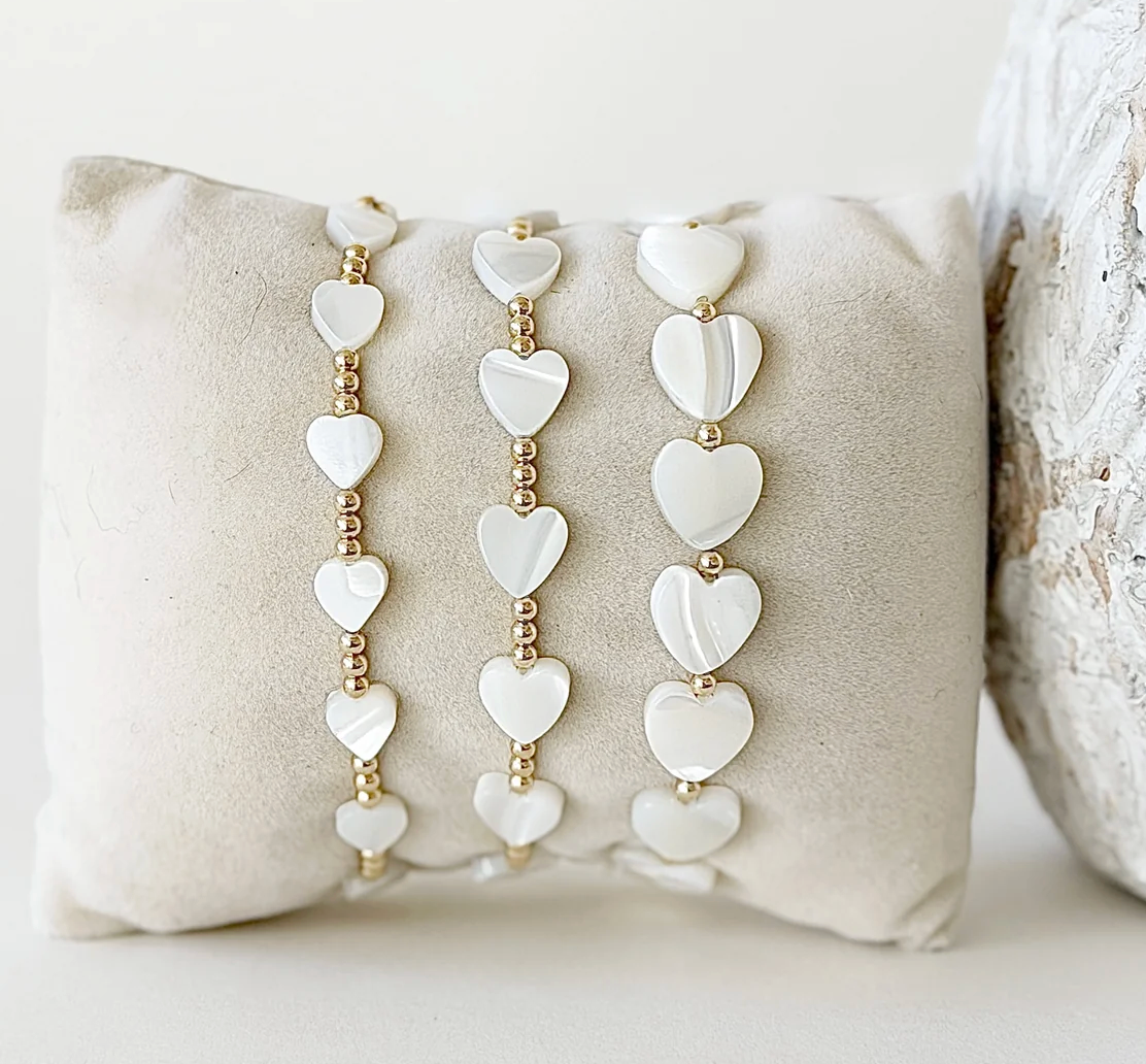 Jeny Baker Pippa Heart Bracelets- White Large Heart