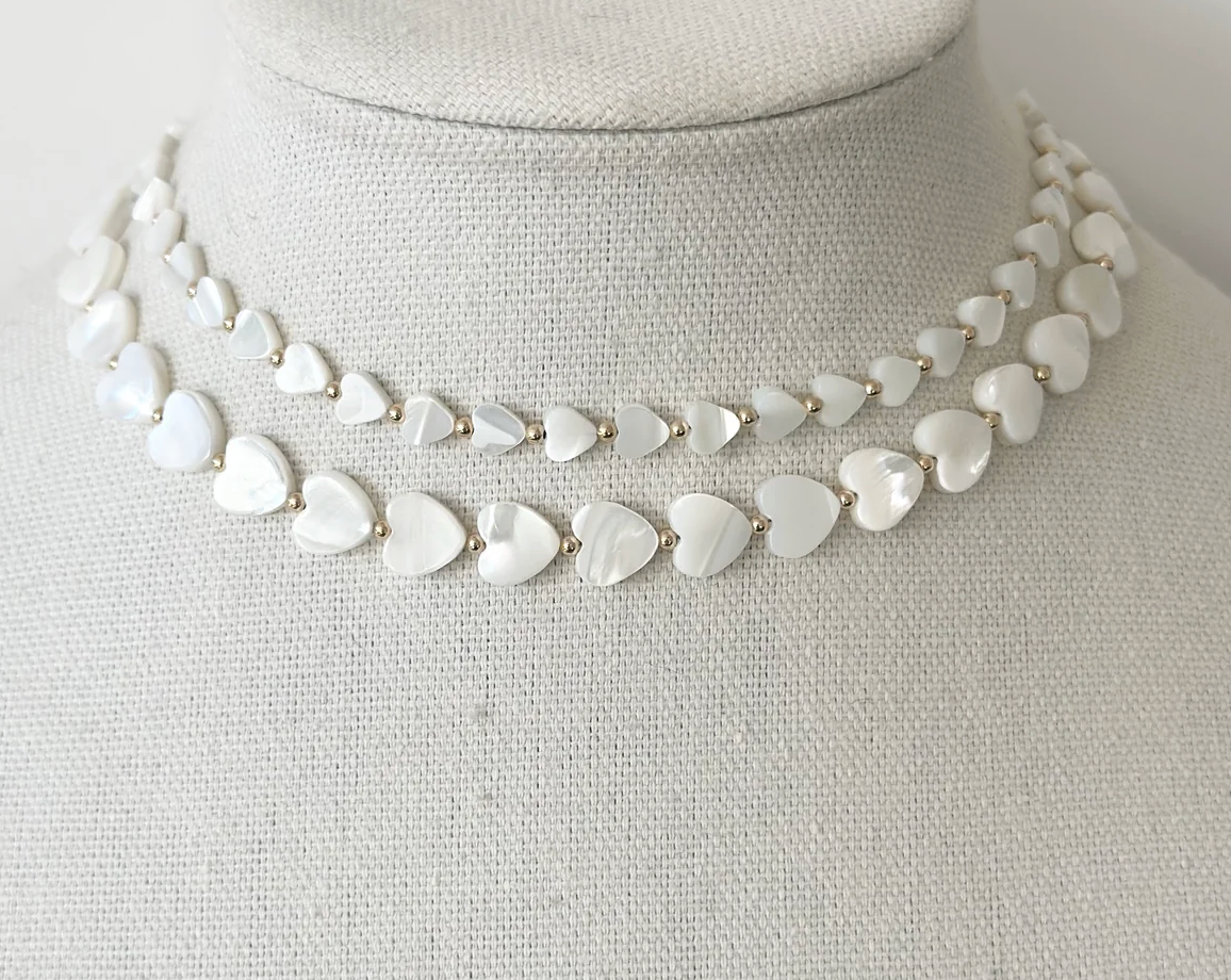 Jeny Baker Pippa Heart Necklaces- White, Small