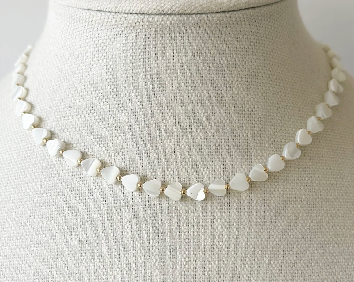 Jeny Baker Pippa Heart Necklaces- White, Small