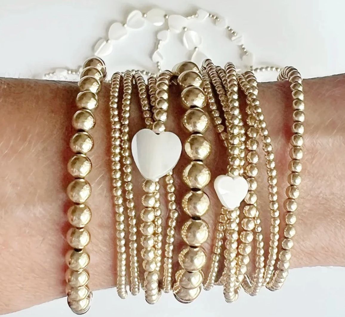 Jeny Baker Sweetheart Gold Beaded Bracelet- Large Heart