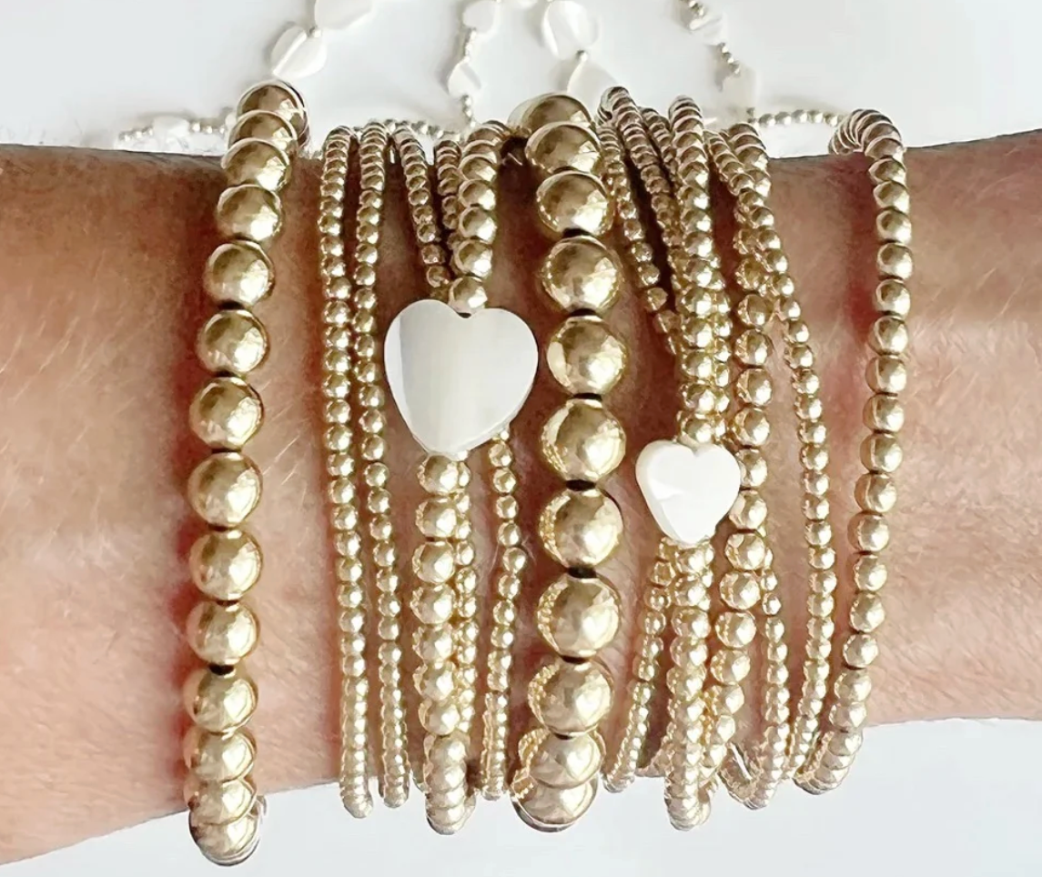 Jeny Baker Sweetheart Gold Beaded Bracelet- Small Heart