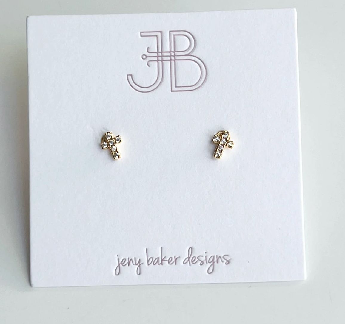 Jeny Baker Teeny Cross Studs