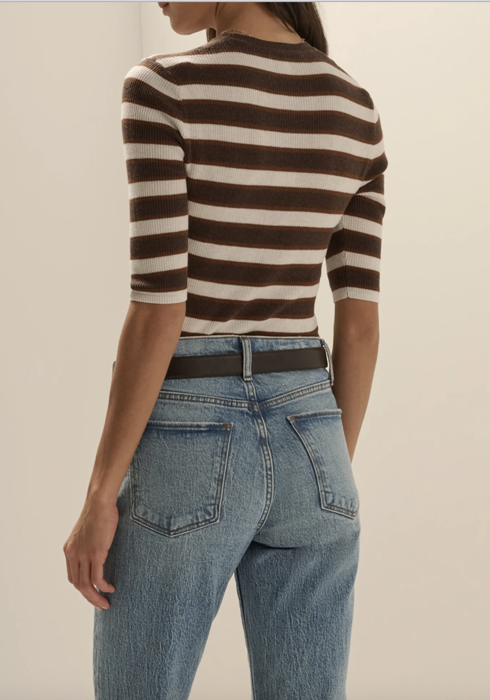 Favorite Daughter The Amelia Crewneck Top- Ganache Stripe