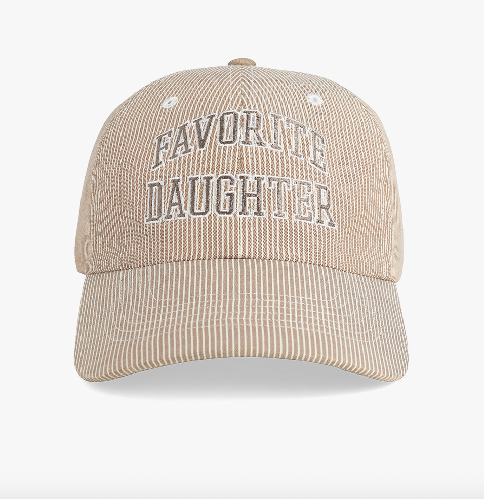 Favorite Daughter The Stripe Logo Baseball Cap- Soft Taupe Stripe