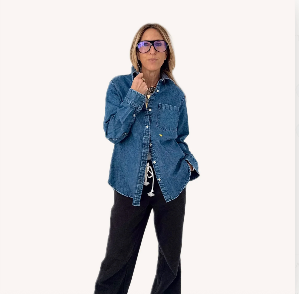KERRI ROSENTHAL Mia Denim Shirt- True Denim