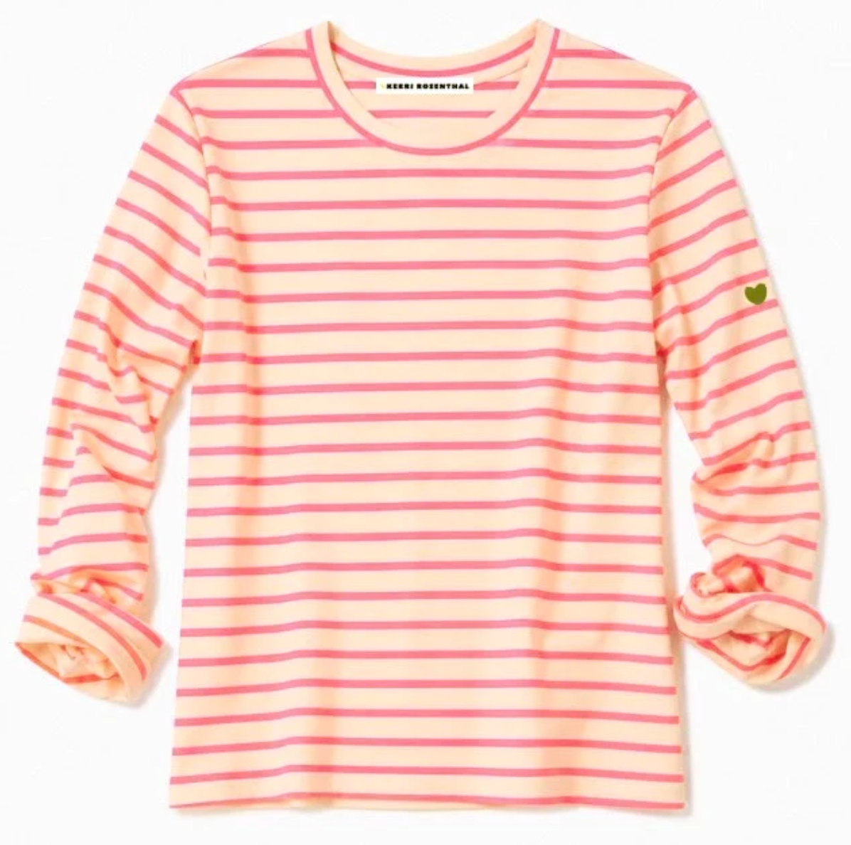 KERRI ROSENTHAL KR Long Sleeve Tee- Natural/ Neon Pink