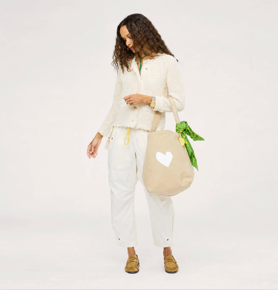 KERRI ROSENTHAL Fringe Beau-Lero Cardigan- Natural