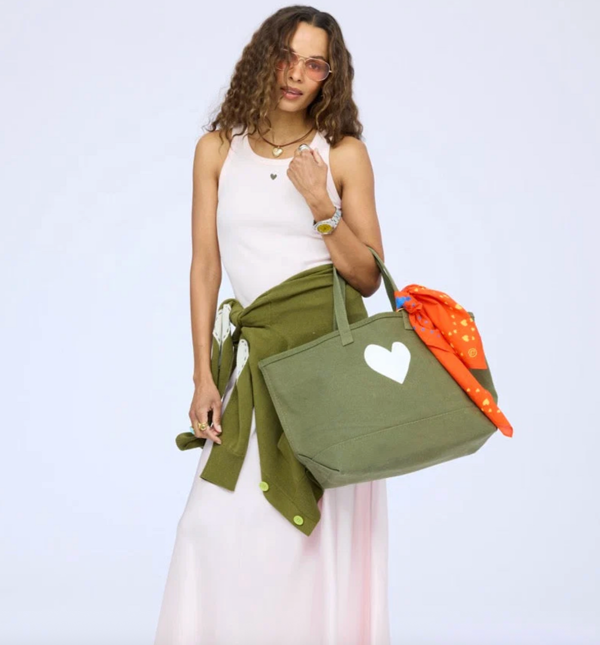 KERRI ROSENTHAL KR Imperfect Heart Tote- Army Green