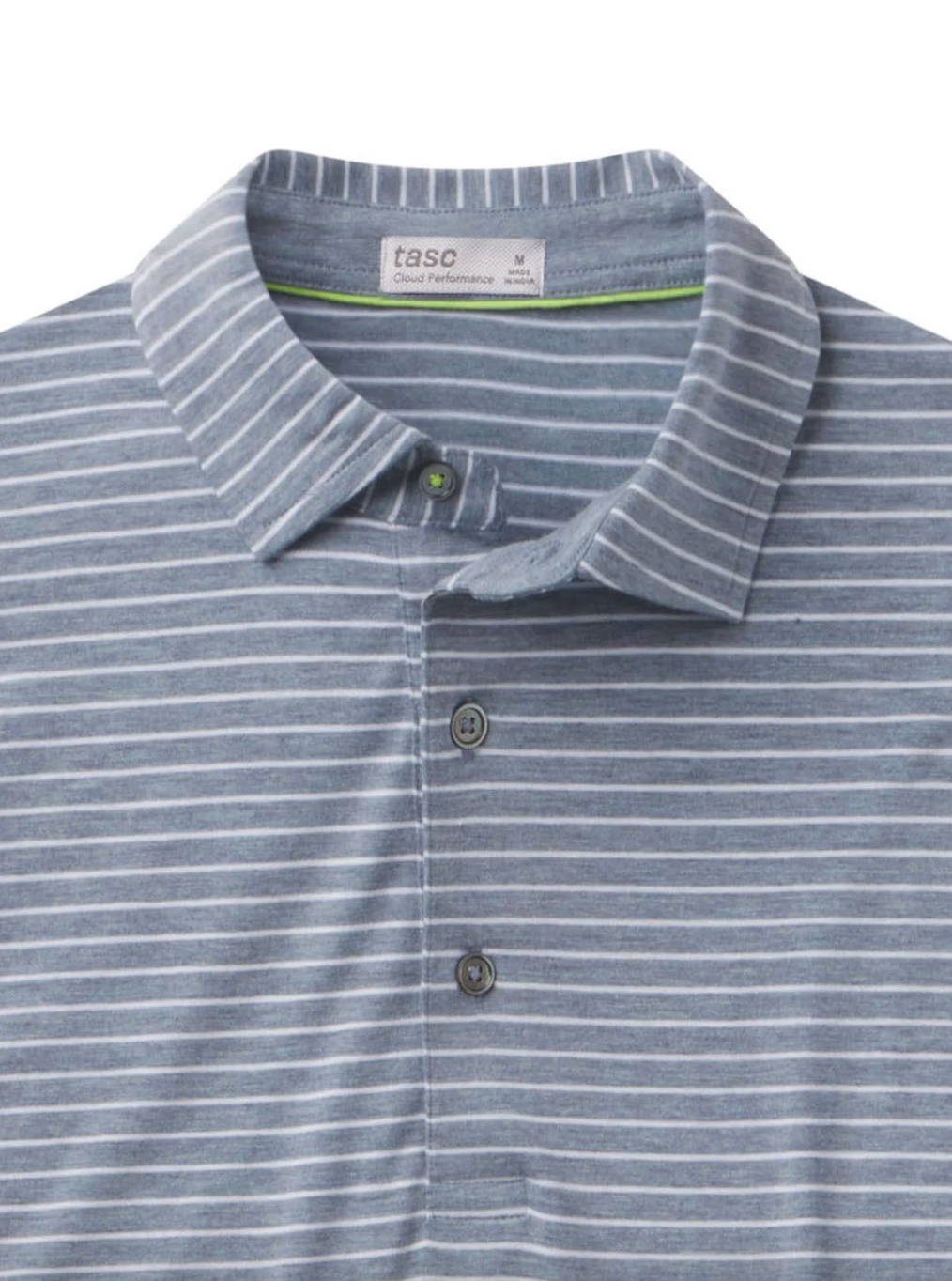 Tasc Cloud Polo Brookline Stripe- Anchor Heather/ White