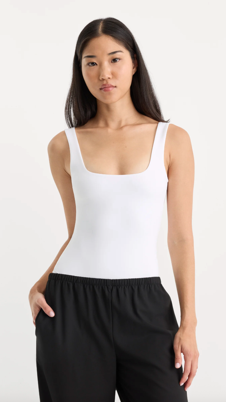 Good American The Scuplting Modern Tank Bodysuit- White