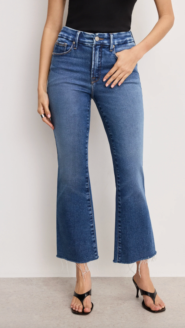 Good American Good Legs Cropped Mini Boot Jeans- Indigo818