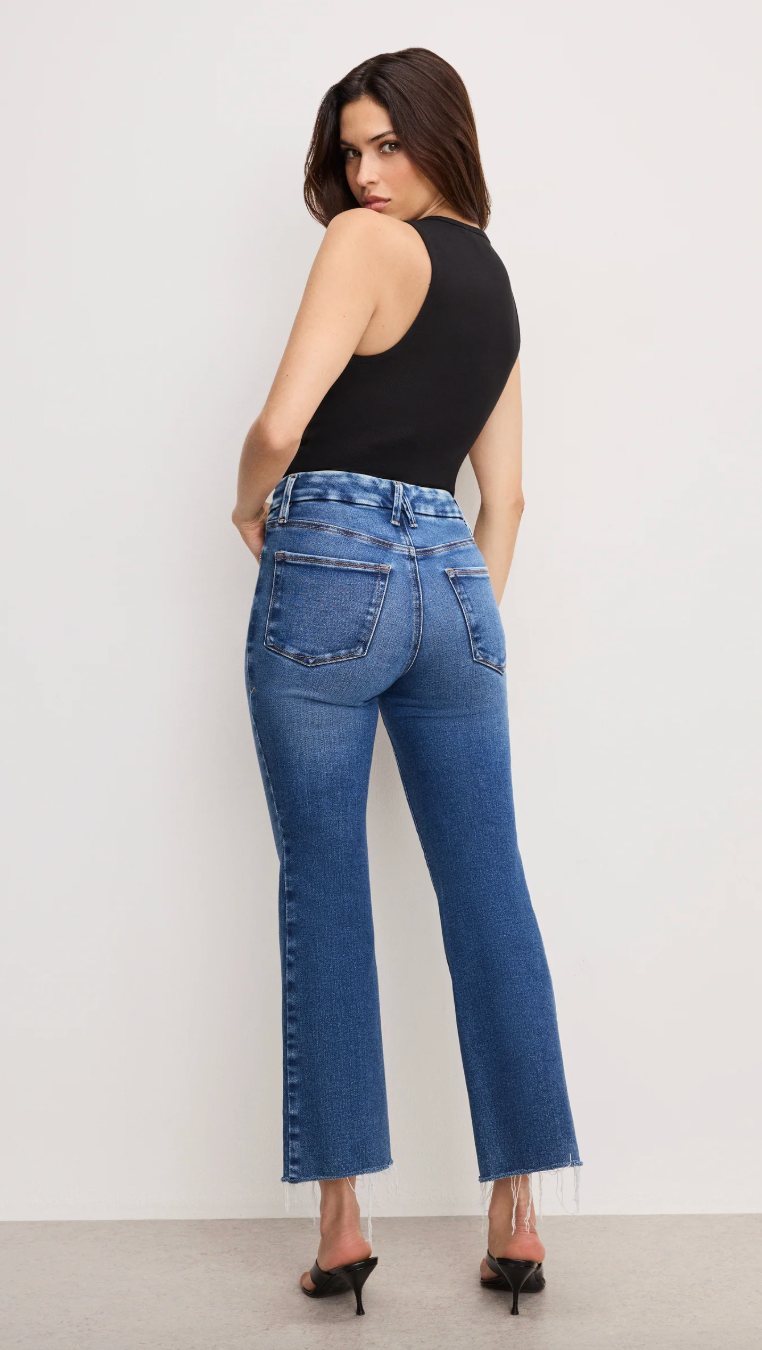 Good American Good Legs Cropped Mini Boot Jeans- Indigo818