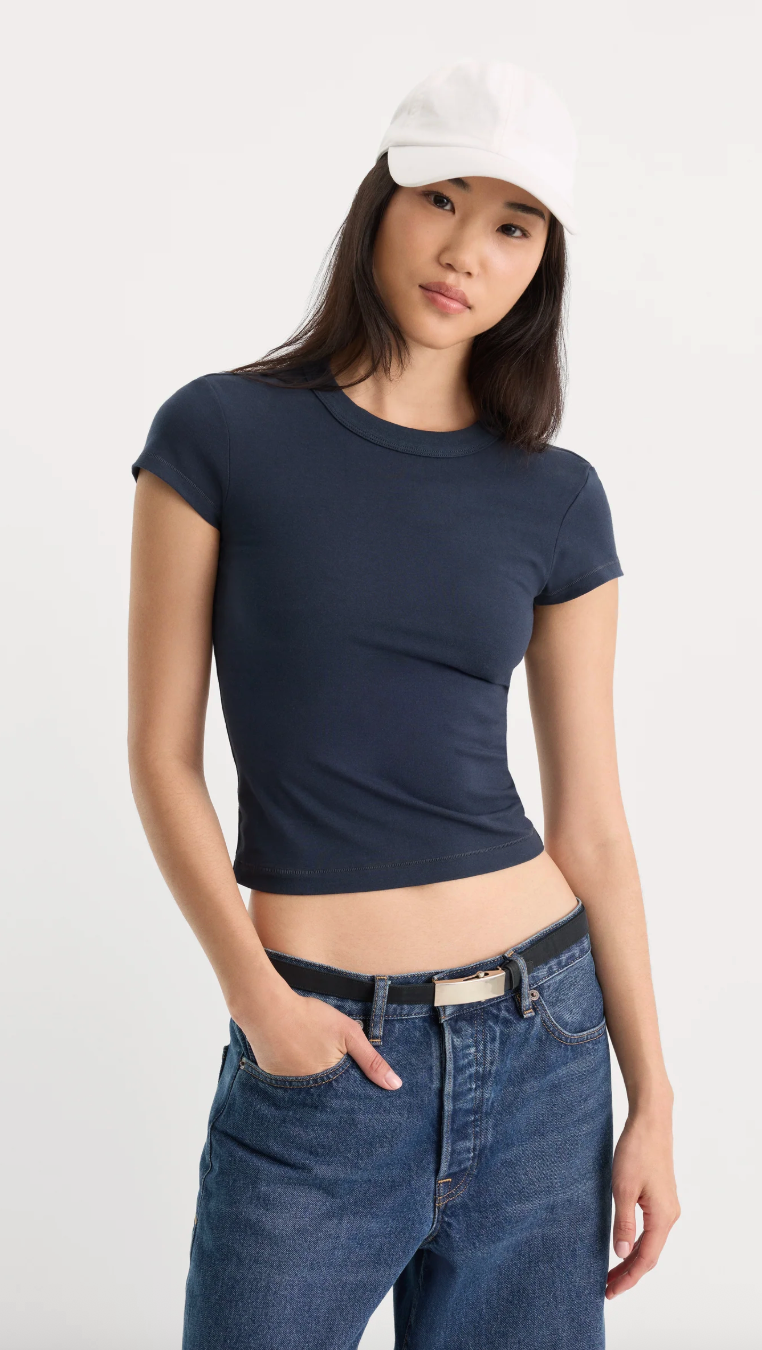 Good American The Cap Sleeve Tee- New Navy