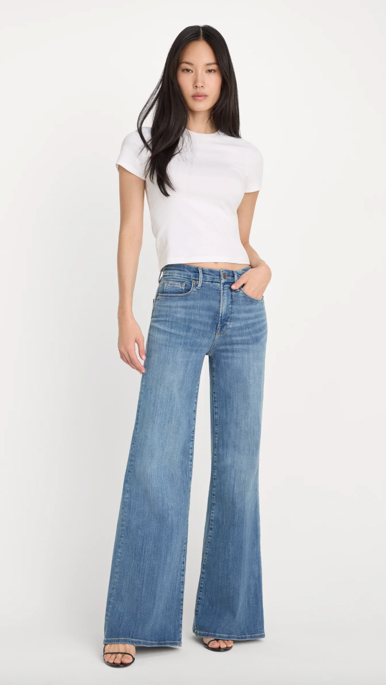 Good American Good Waist Palazzo Jeans- Indigo1154