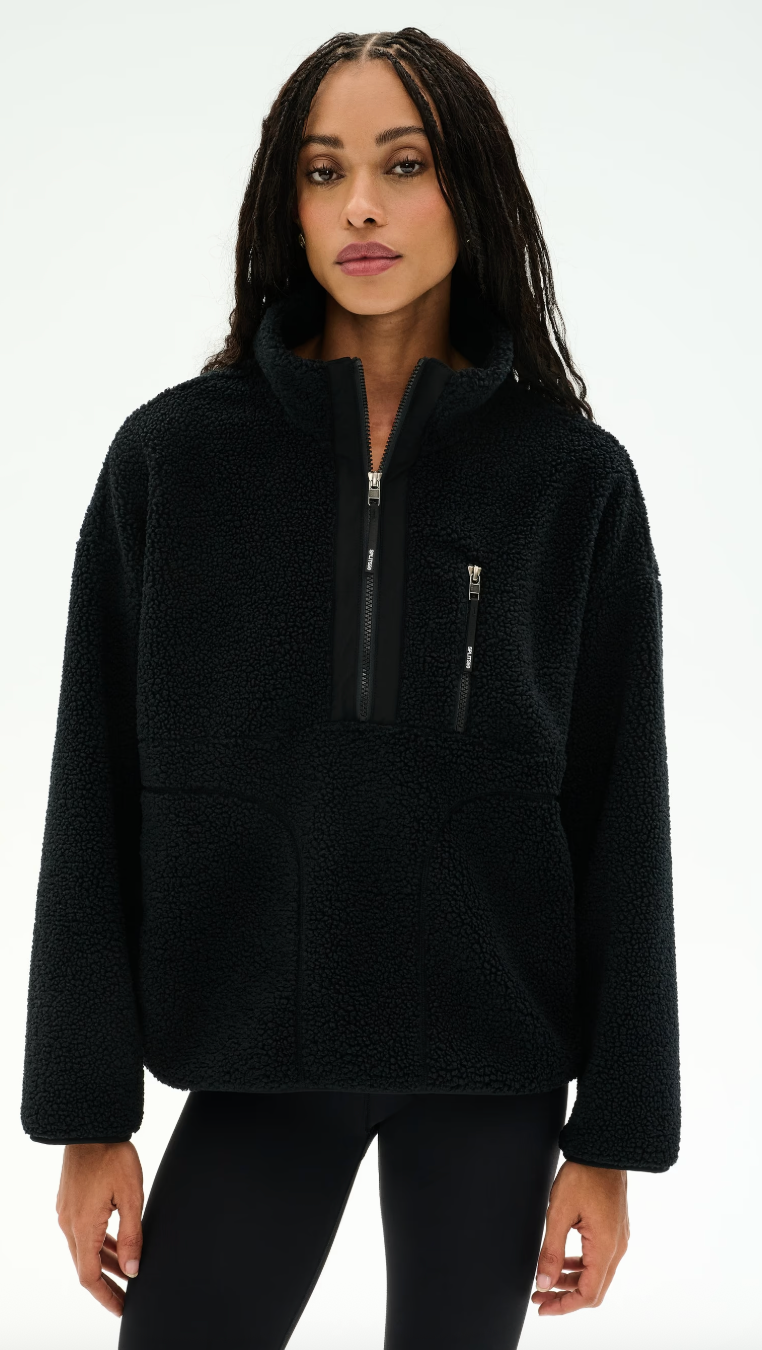Splits 59 Reese Sherpa Half Zip Pullover- Black