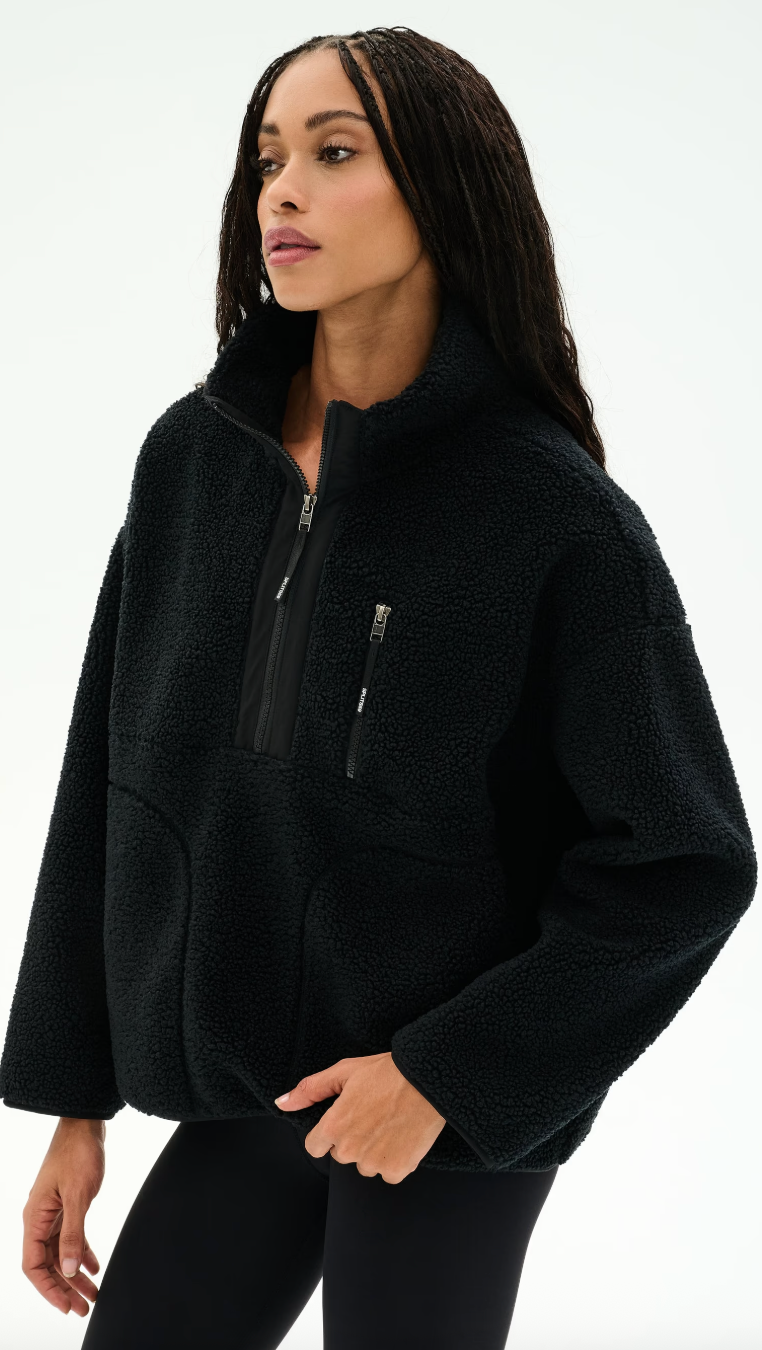 Splits 59 Reese Sherpa Half Zip Pullover- Black