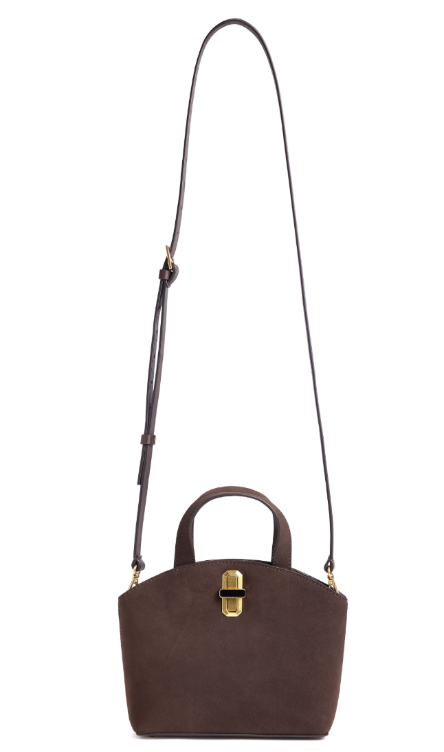 Favorite Daughter The Suede Heirloom Mini Tote- Chocolate