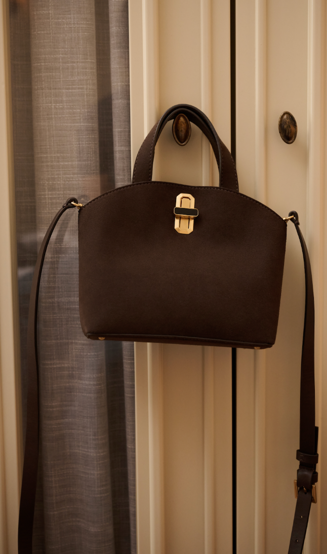 Favorite Daughter The Suede Heirloom Mini Tote- Chocolate
