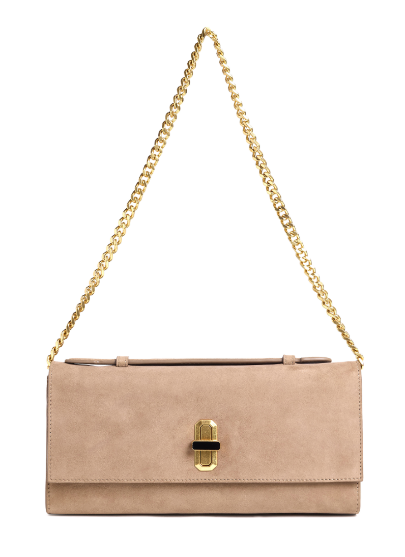 Favorite Daughter The Suede Heirloom Clutch- Taupe