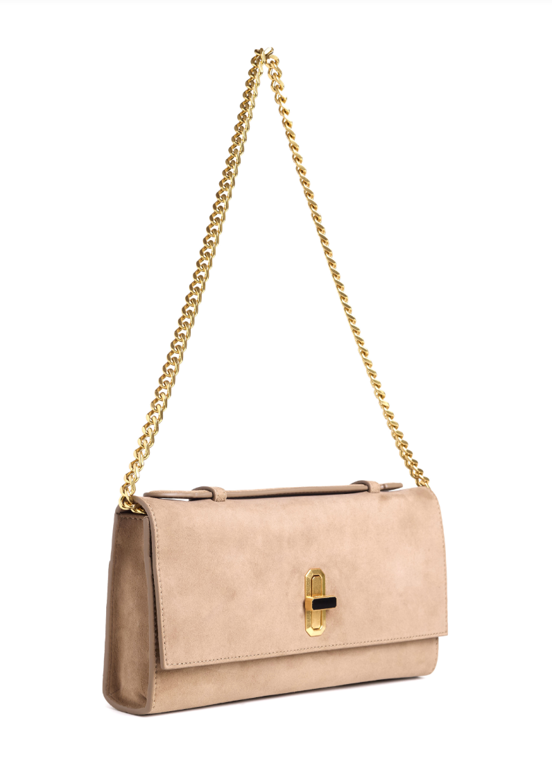 Favorite Daughter The Suede Heirloom Clutch- Taupe