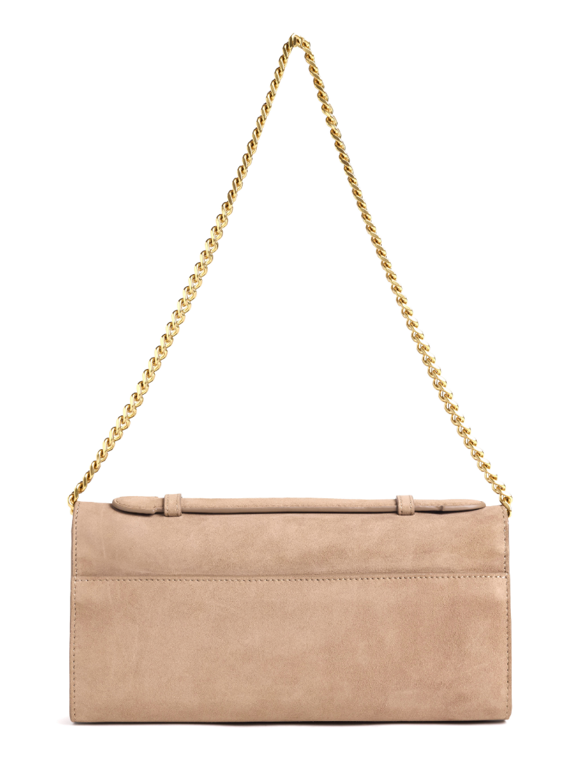 Favorite Daughter The Suede Heirloom Clutch- Taupe