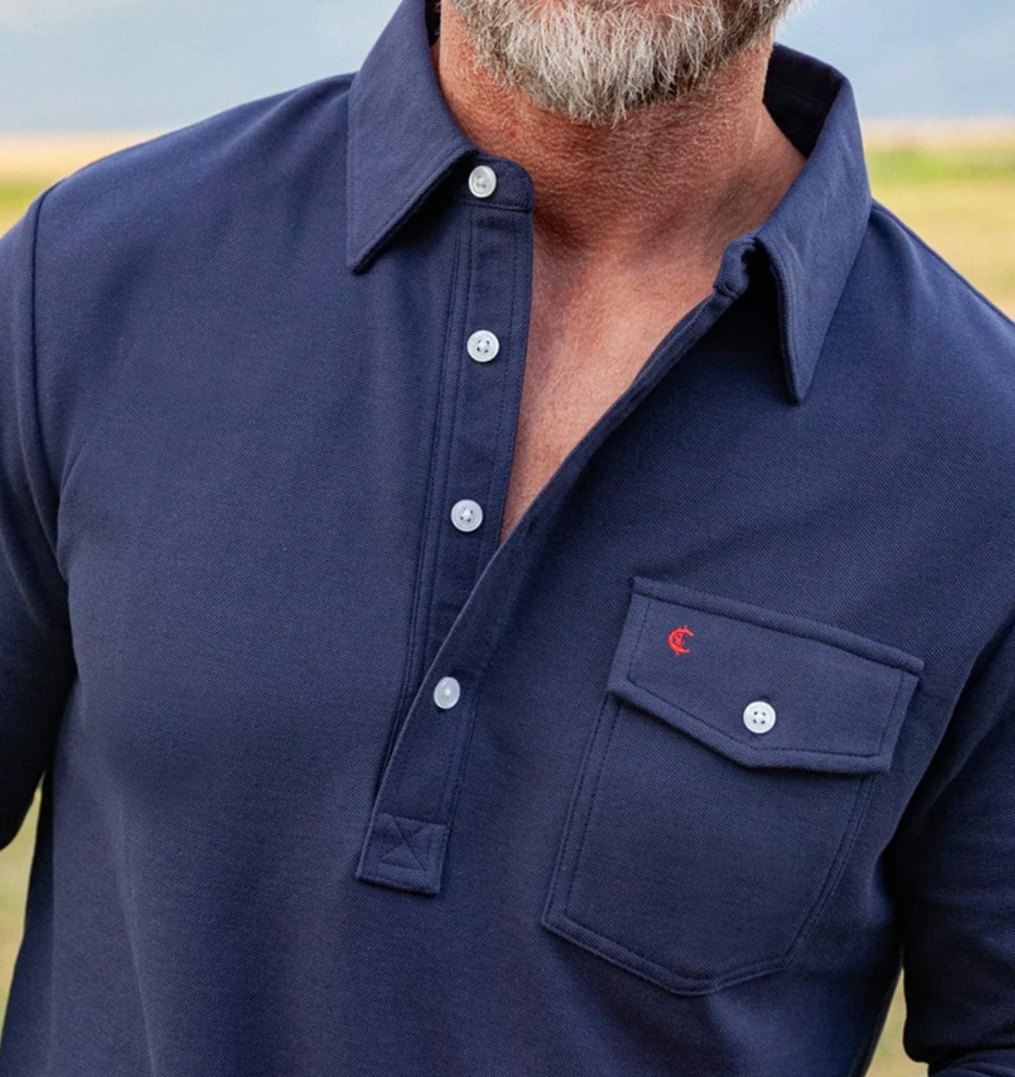 Criquet Long Sleeve Players Shirt- Peacoat