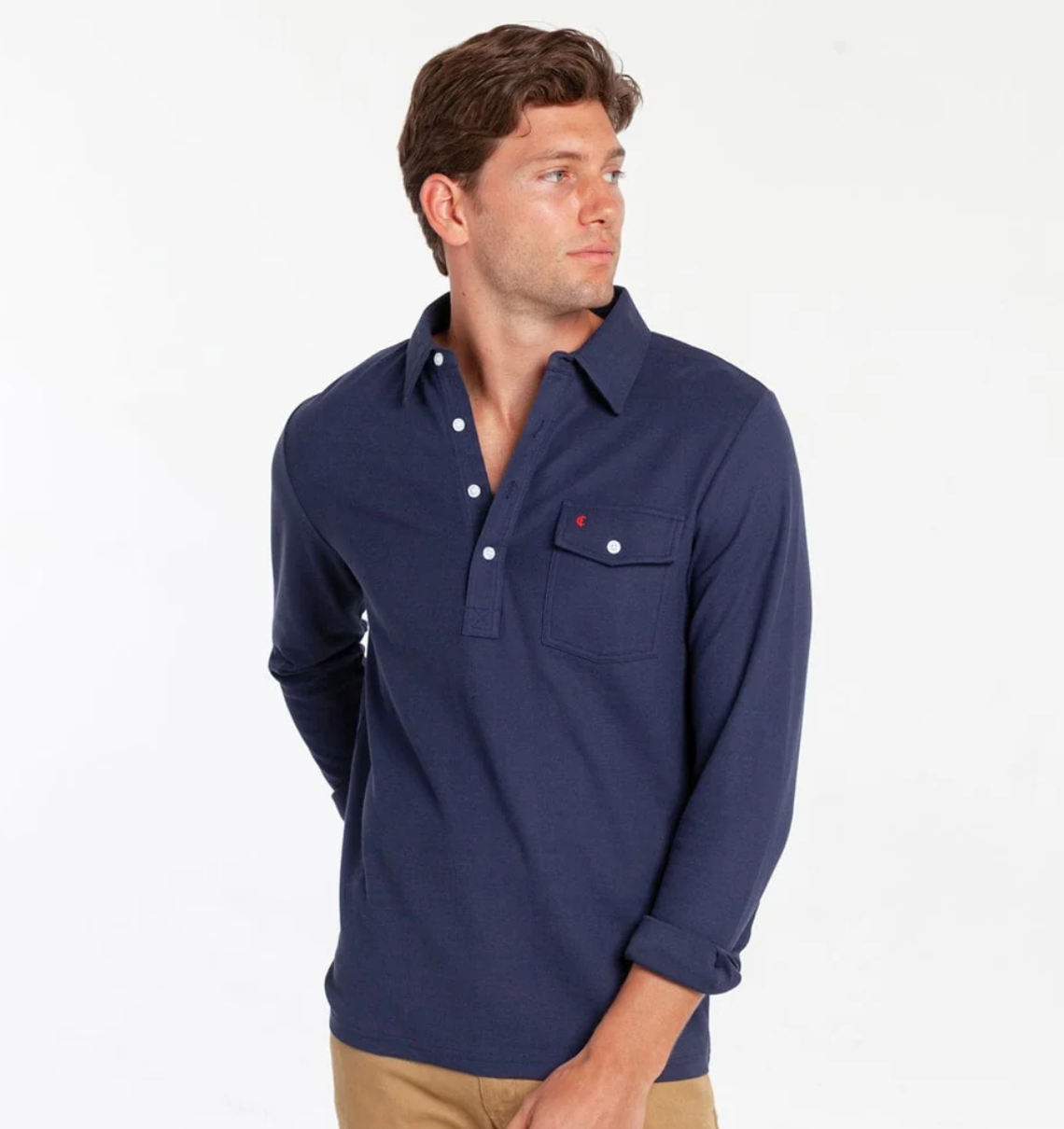 Criquet Long Sleeve Players Shirt- Peacoat