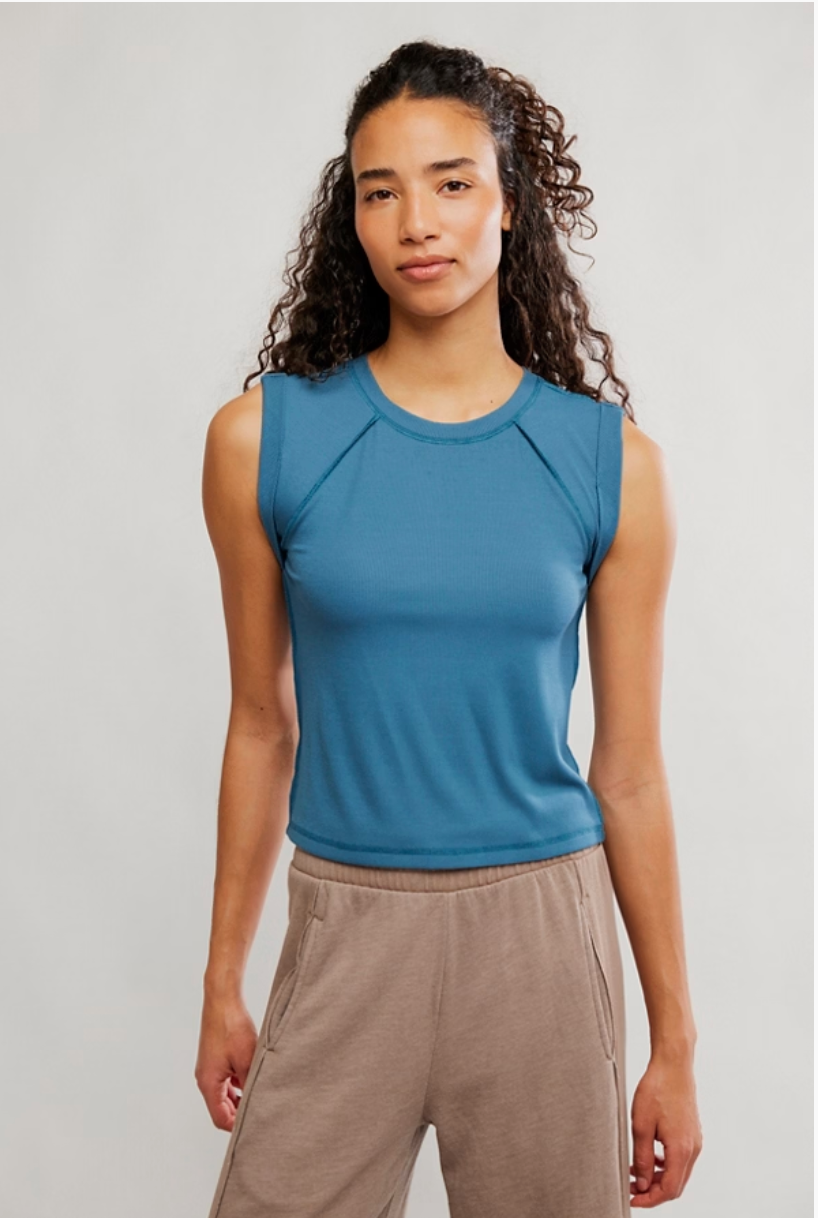 Free People Love My Twist Muscle Tank- Riptide