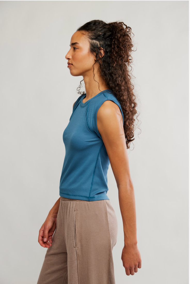 Free People Love My Twist Muscle Tank- Riptide