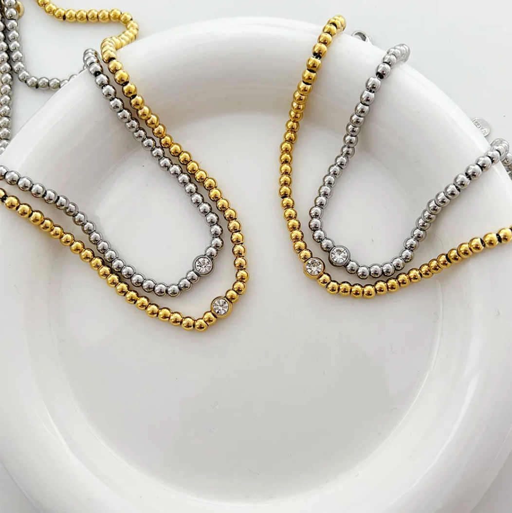 Katie Rae Diamond Bead Choker- Gold