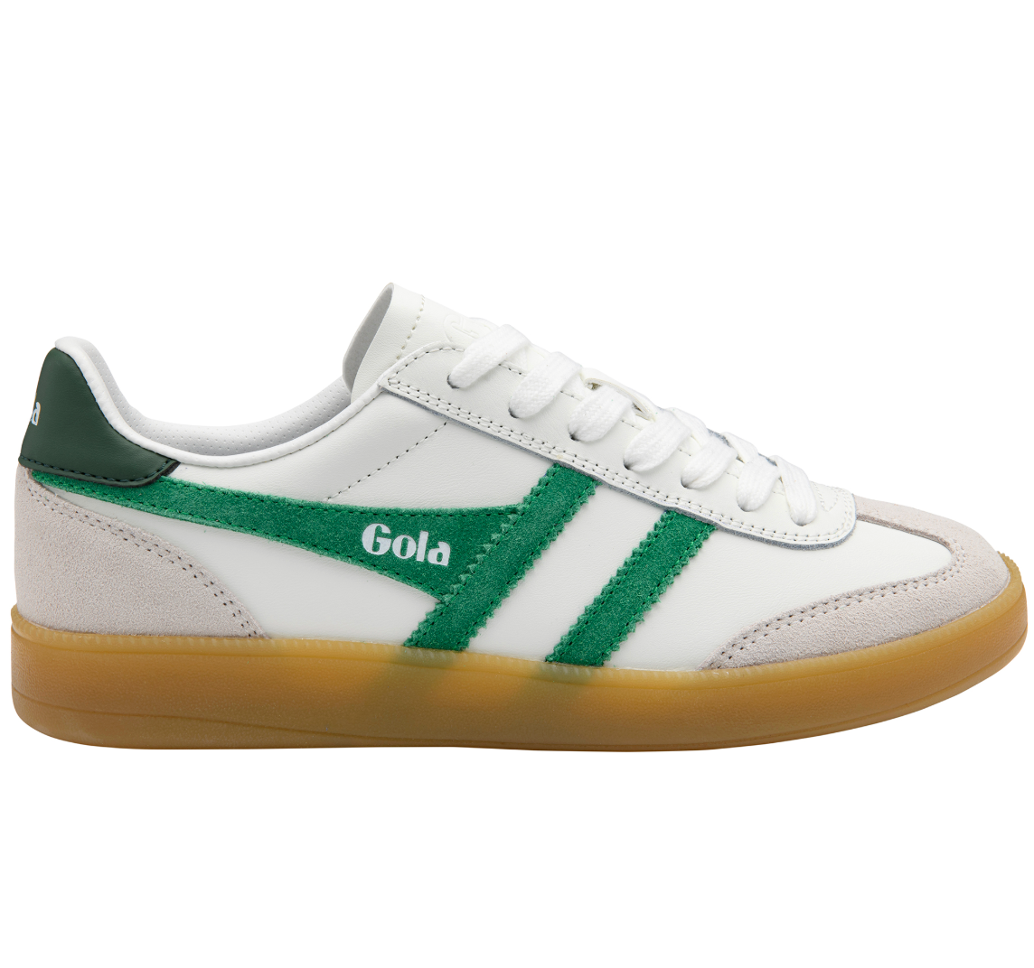 Gola Classics Women's Viper Leather Trainer- White/ Emerald/ Evergreen/Gum