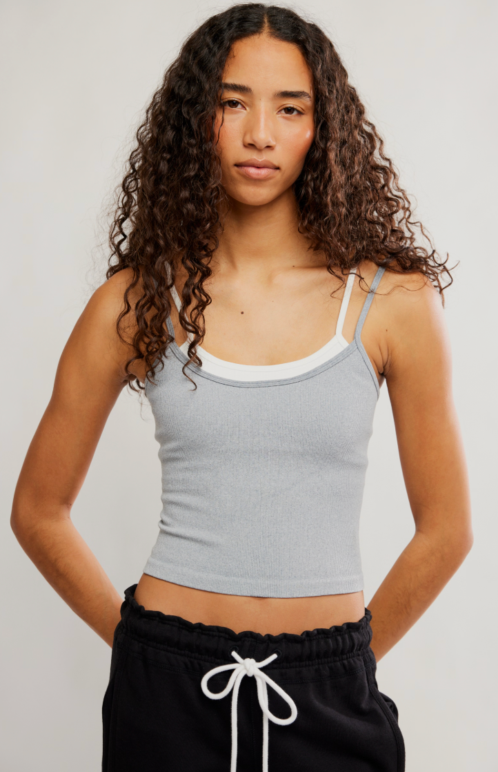 Free People All Clear Coastline Cami- Heather Grey Combo