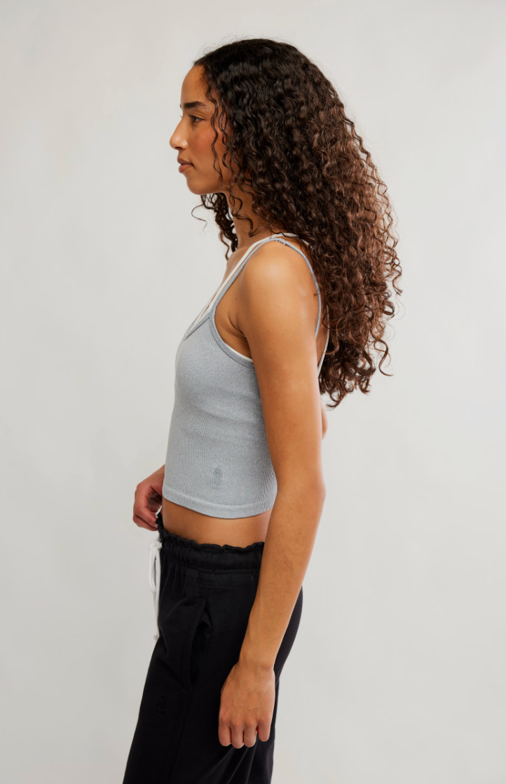 Free People All Clear Coastline Cami- Heather Grey Combo