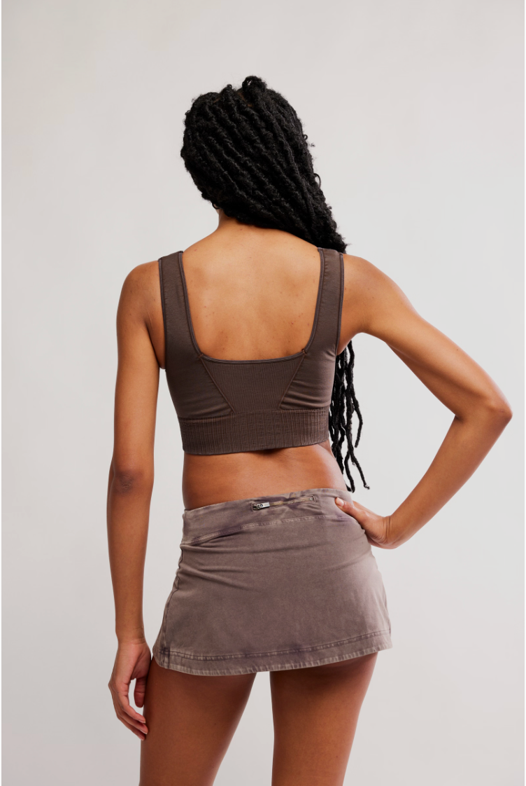 Free People Hot Shot Mini Skort- Chocolate