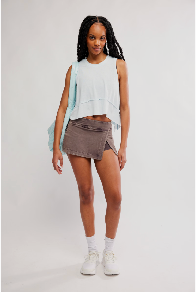 Free People Hot Shot Mini Skort- Chocolate