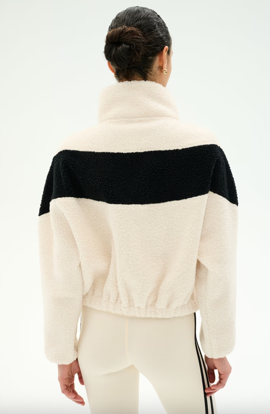 Splits 59 Lottie Chevron Sherpa Full Zip Jacket- Creme/ Black