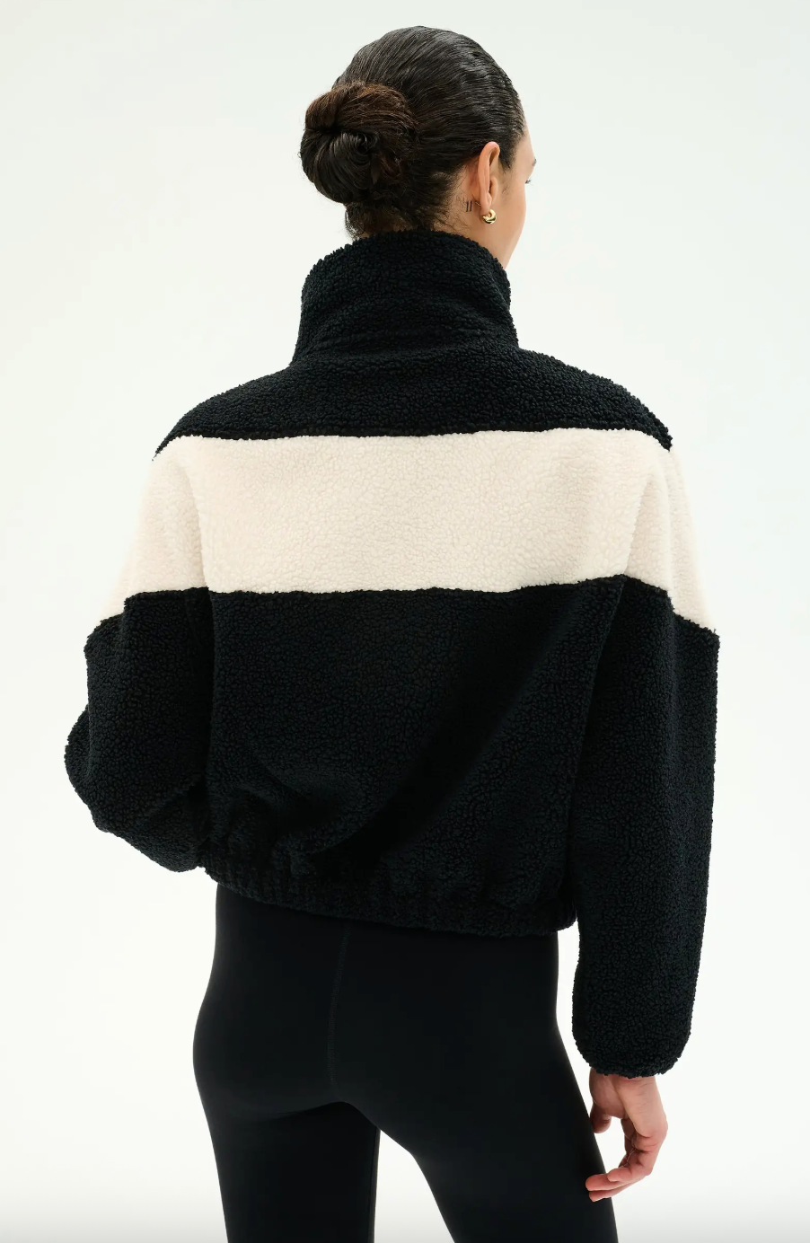 Splits 59 Lottie Chevron Sherpa Full Zip Jacket- Black/ Creme