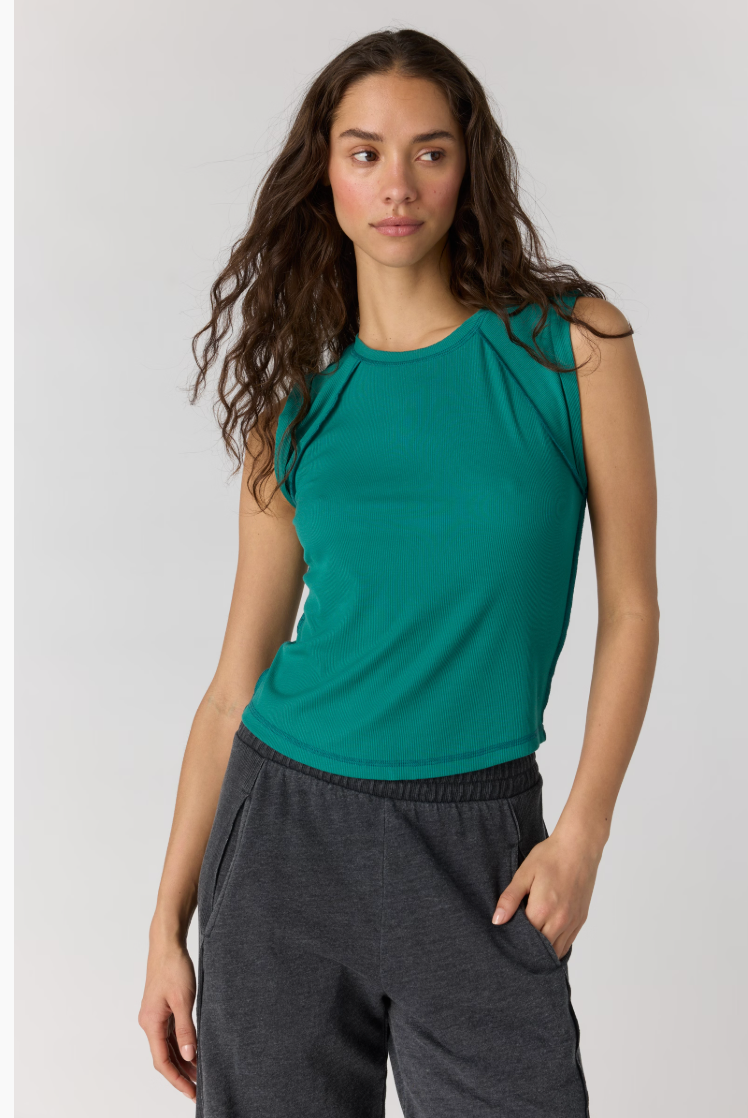 Free People Love My Twist Muscle Tank- Green Frost