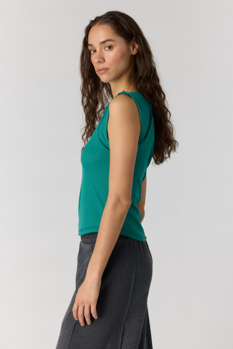 Free People Love My Twist Muscle Tank- Green Frost
