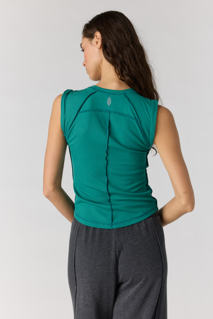 Free People Love My Twist Muscle Tank- Green Frost