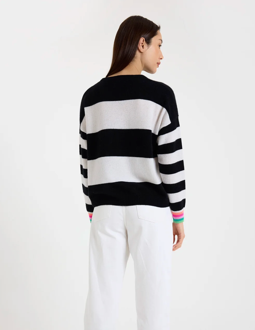 Brodie Molly Stripe Crew - Black / Organic White